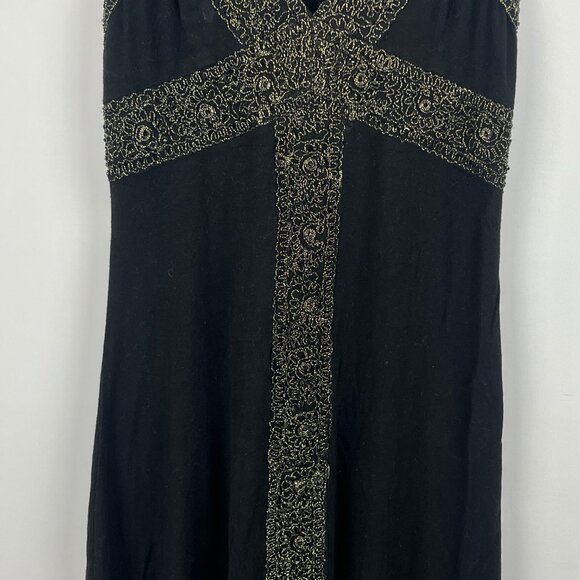 Guess Jeans A Line Dress Size S Black Sleeveless Spaghetti Strap Plunging V Neck - Picture 3 of 9